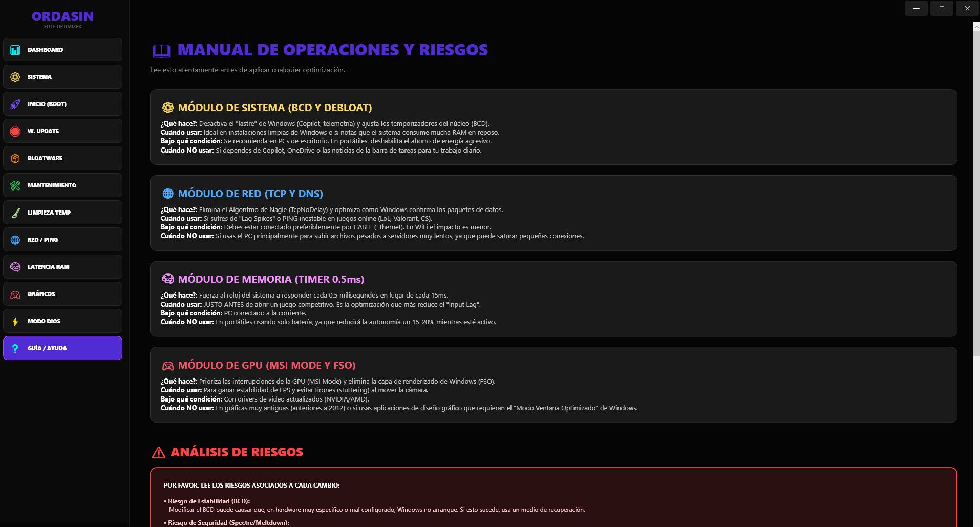 Ordasin Optimizer - Gaming Tweaks